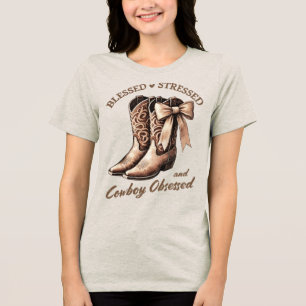 T-shirt En Tri-matière Western Graphic - Cowboy Obsédé Tri-Blend Chemise