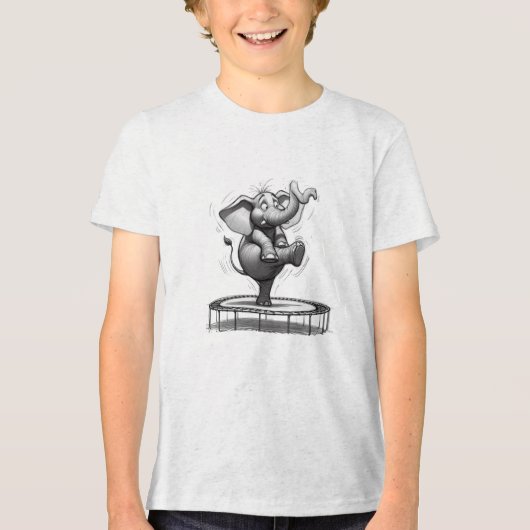 T-shirt En Tri-matière Whimsical Elephant on Trampoline – Cute Playfull (Recto)