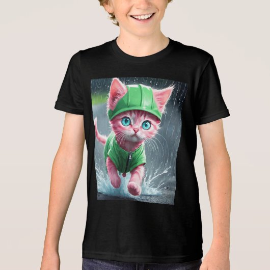 T-shirt En Tri-matière Whimsical Kitten Pluie Run Premium Unisex Tee Jeun (Recto)