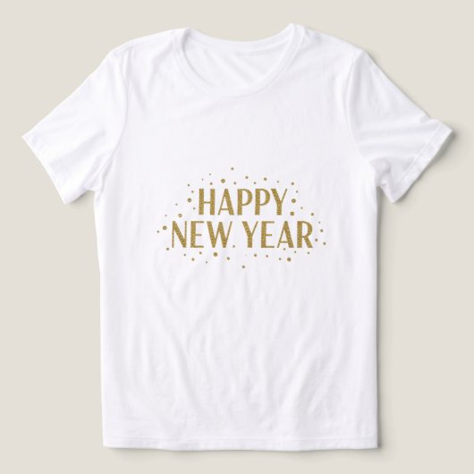T-shirt En Tri-matière 🎉 White Gold Happy New Year T-Shirt (Design Recto)