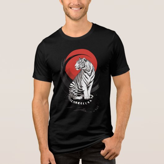 T-shirt En Tri-matière White Tiger With Red Sun Artistic  (Recto)