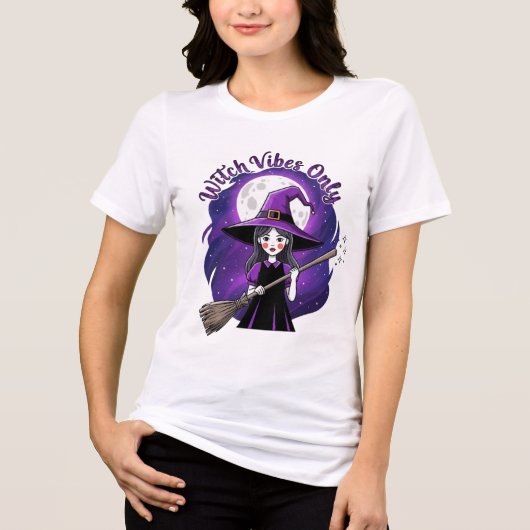 T-shirt En Tri-matière Witch Vibes Only – Cute Witch Girl Halloween shirt (Recto)