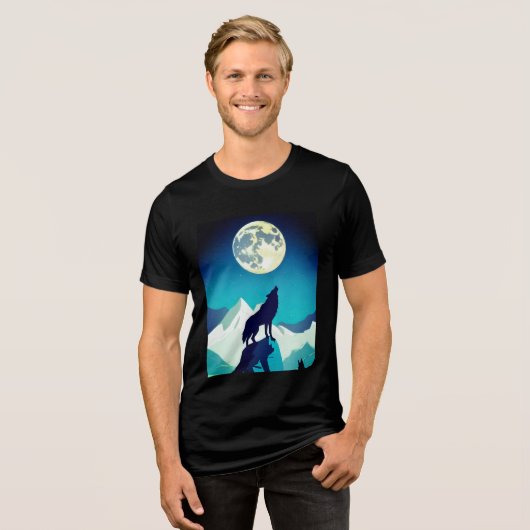 T-shirt En Tri-matière Wolf Howling à la Pleine lune (Recto plein)