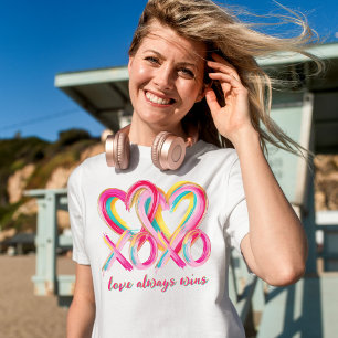 T-shirt En Tri-matière XOXO Cœurs L'Amour Gagne Toujours Funny Saint-Vale
