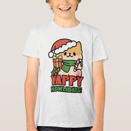 T-shirt En Tri-matière Yappy Howlidays - Jote Christmas Dog Cartoon (Recto)
