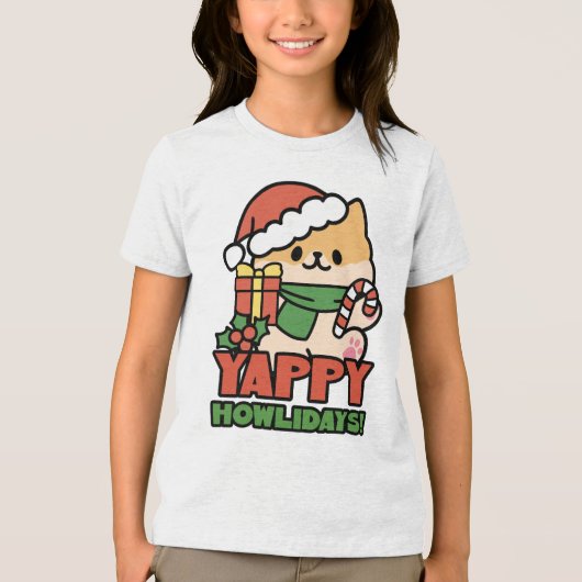 T-shirt En Tri-matière Yappy Howlidays - Jote Christmas Dog Cartoon (Recto)