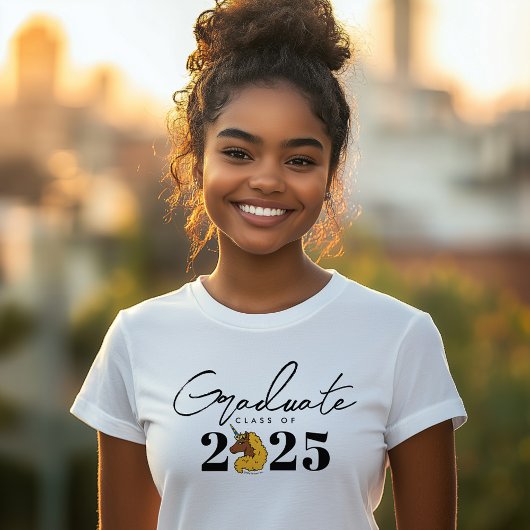 T-shirt En Tri-matière Yellow Afro Unicorn Graduate Année personnalisée