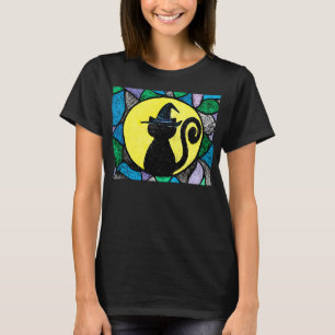 T-shirt en verre souillé de chat de sorcière