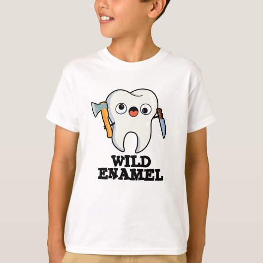 T-shirt Enamel sauvage Drôle animal sauvage Pun dent (Devant)