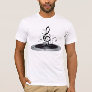 T-shirt Enceinte à notes de musique noires et argentées