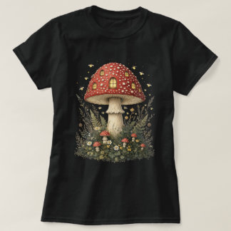 T-shirt Enchanted Amanita Mushroom House Art
