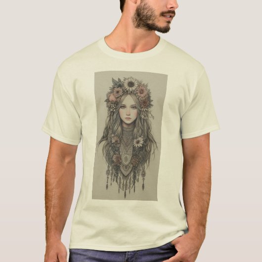 T-shirt Enchanter les fleurs de saumons boho (Devant)