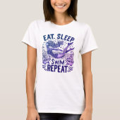 T-shirt Enchanter nageur : Manger Sleep nager Répéter (Devant)