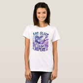 T-shirt Enchanter nageur : Manger Sleep nager Répéter (Devant entier)