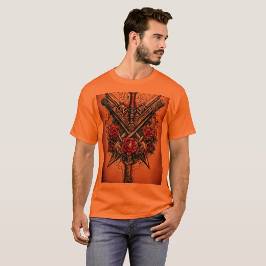 T-shirt Encre d'armement : Design de tatouage d'armes dyna (Devant entier)