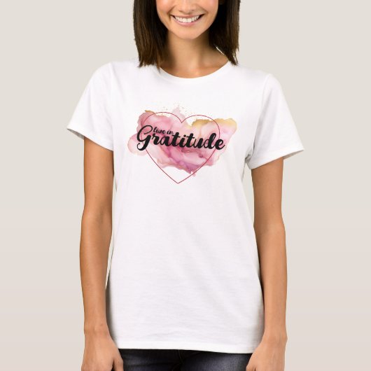 T-shirt Encre Rose De Gratitude (Devant)