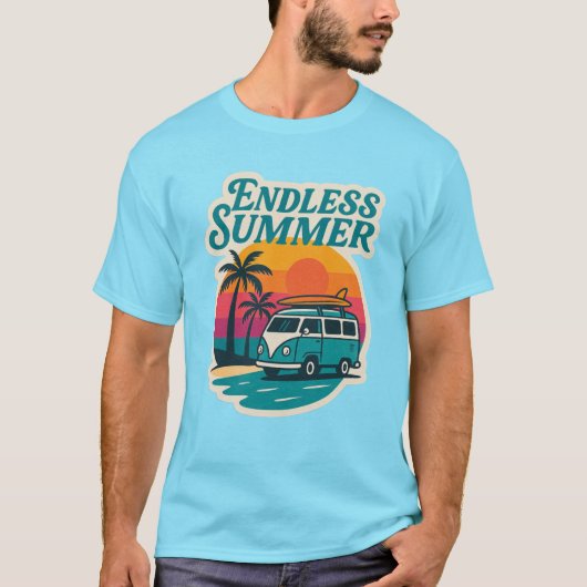 T-shirt Endless Summer – Retro Surf Van Sunset (Devant)