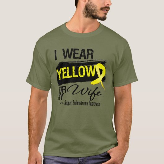 T-shirt Endométriose jaune de ruban d'épouse (Devant)