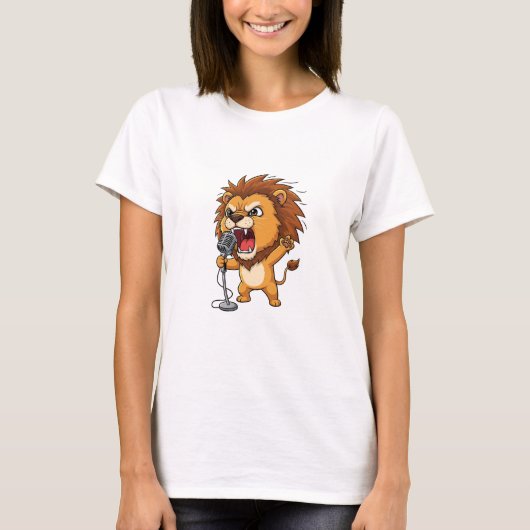 T-shirt Energetic Cartoon Lion Singing (Devant)