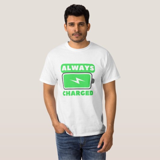 T-shirt énergique pour hommes. Toujours Facturé. (Devant entier)