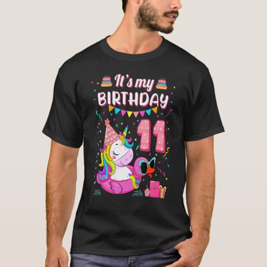T-shirt Enfant 11e anniversaire fille Unicorn Canard Float (Devant)