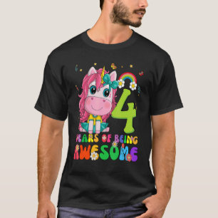 T-shirt Enfant 4 ans Unicorn Cadeau 4e anniversaire fille