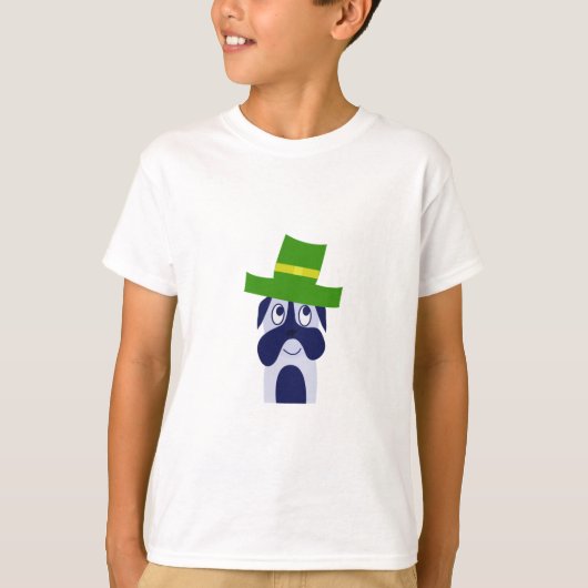 T-shirt enfant avec chien en casquette vert (Devant)
