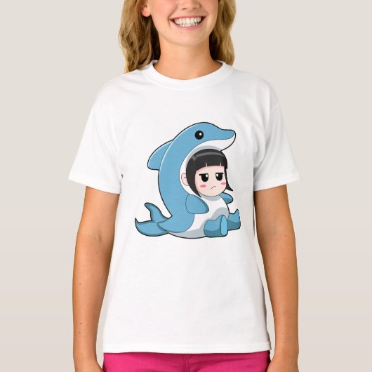T-shirt Enfant avec costume de dauphin (Devant)