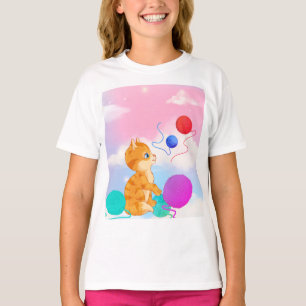 T-shirt enfant avec nuages blancs rose, bleu,