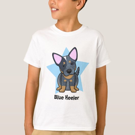 T-shirt Enfant bleu de Heeler d'étoile de Kawaii (Devant)