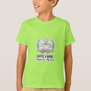 T-Shirt Enfant Café & Livres Lecteur Mignon