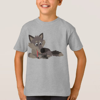 T-shirt enfant caricature mignonne papa Wolf and P