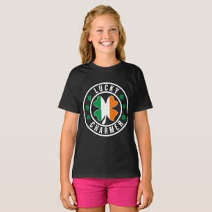 T-shirt Enfant Chanceux Charmeur Drapeau Irlandais Trèfle