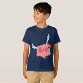 T-shirt enfant cochon de dessin à ailes mignonnes (Devant entier)