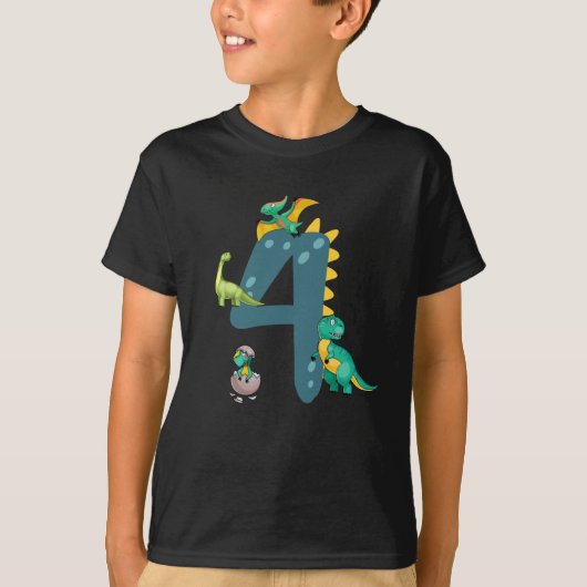 T-shirt Enfant de 4 ans Dinosaur Trex Dino 4 ans (Devant)