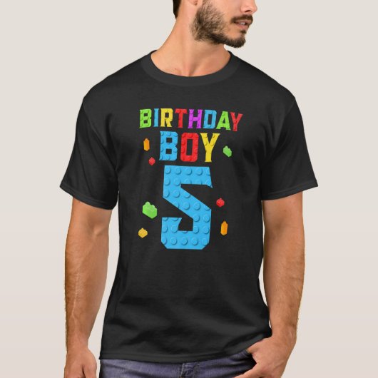 T-shirt Enfant de 5 ans Anniversaire Blocs Boys Bâtir Garç (Devant)