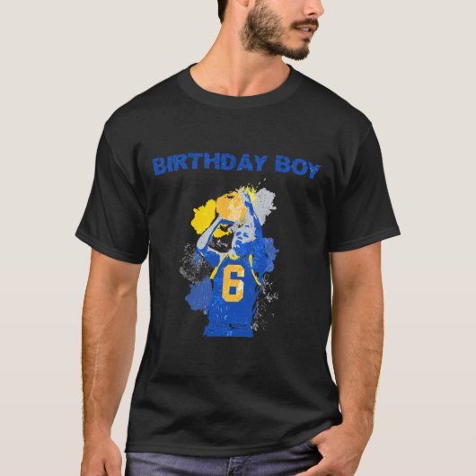 T-shirt Enfant De 6 Ans Garçon Bleu Et Jaune Basketbal (Devant)