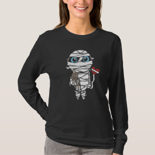 T-shirt Enfant de Halloween triste en momie avec un chat e