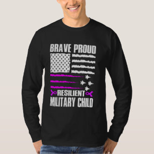 T-shirt Enfant de militaire courageux fier et résilient En