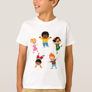 T-Shirt Enfant Dessin Animé Cinq Enfants