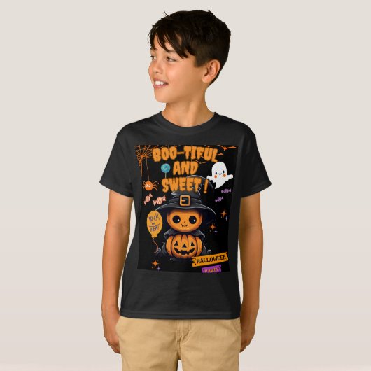 T-shirt enfant d'Halloween | Tee de fantôme mignon (Devant entier)