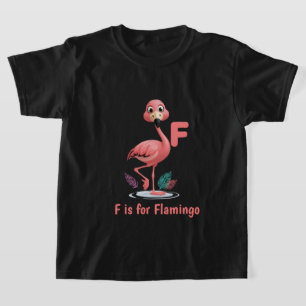 T-shirt enfant flamant rose mignon   F est pour Fl