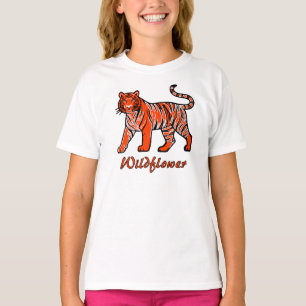 T-Shirt Enfant Fleur Sauvage Tigre Orange
