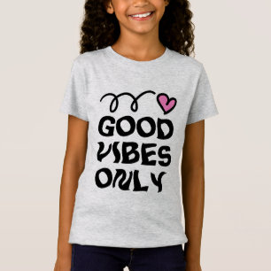 T-shirt enfant Good Vibes seulement avec coeur ros