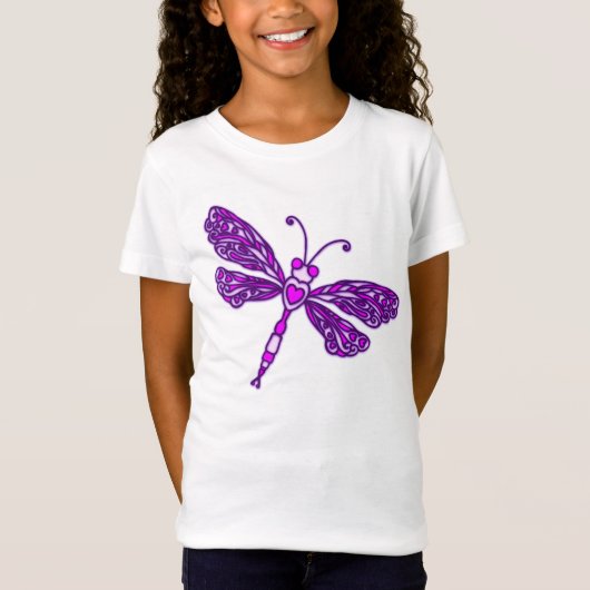 T-shirt enfant libellule violet stylisé (Devant)