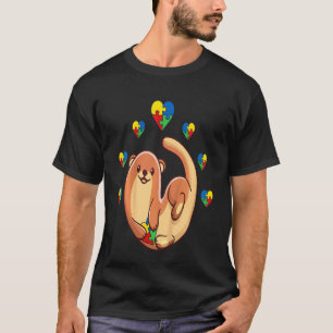 T-shirt Enfant Loutre Cœur Morceau de Puzzle Sensibilisati
