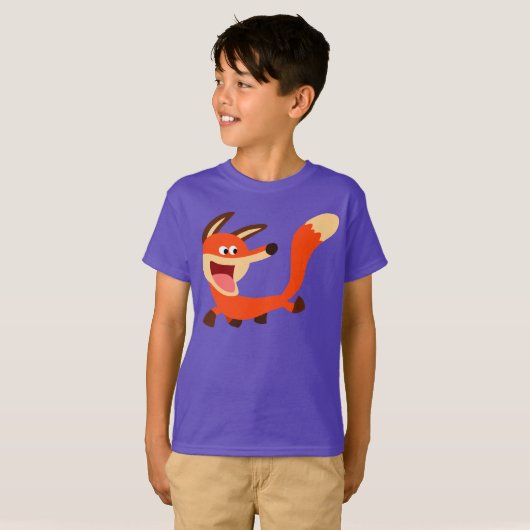 T-shirt enfant mignon Mischievous Cartoon Fox (Devant entier)