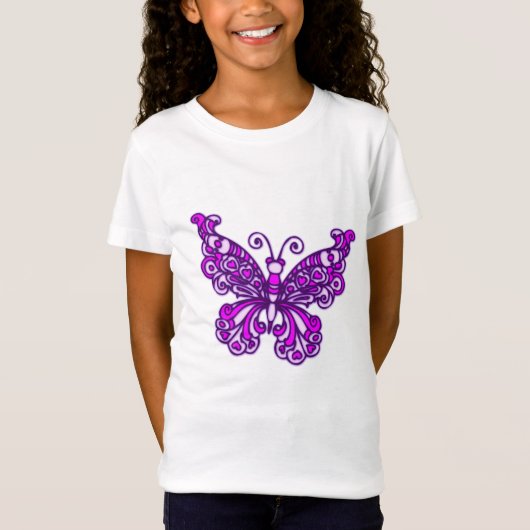 T-shirt enfant papillon stylisé violet (Devant)