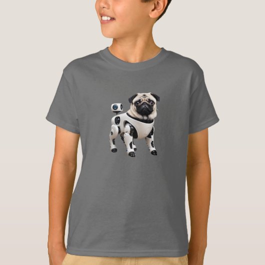 T-shirt enfant robot Pug mignon (Devant)