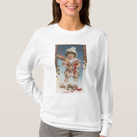 T-shirt Enfant tenant des feux d'artifice et des Rocket (Devant)